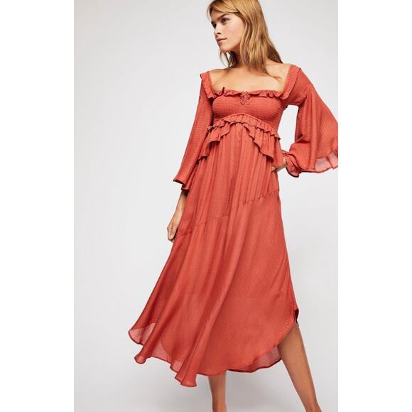 Spell & The Gypsy Co Florence Pink Smocked Shimmer Dress - Picture 1 of 10